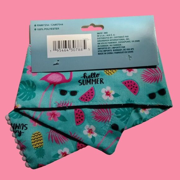 Pink Flamingo Pet Scarf Hello Summer Small - Picture 2 of 3